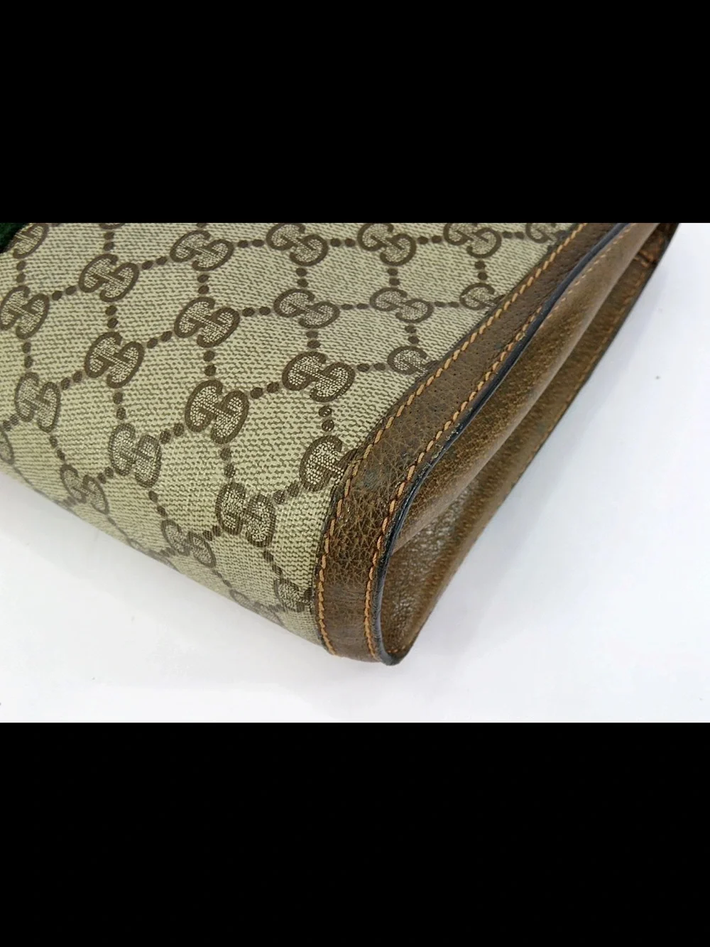 Gucci Monogram Clutch with Signature Green and Red Web Stripe